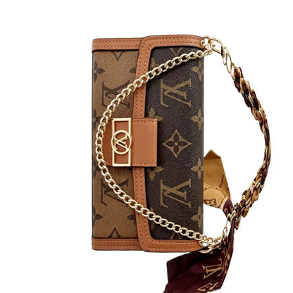 AAOO Luxus-Lederhülle für iPhone mit Flip-Brieftasche und Kette