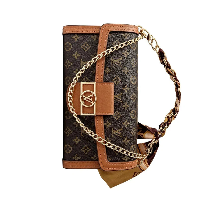 AAOO Luxus-Lederhülle für iPhone mit Flip-Brieftasche und Kette