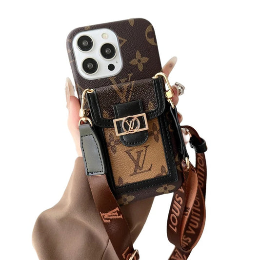 AAOO Luxury LEATHER CROSSBODY IPHONE CASE