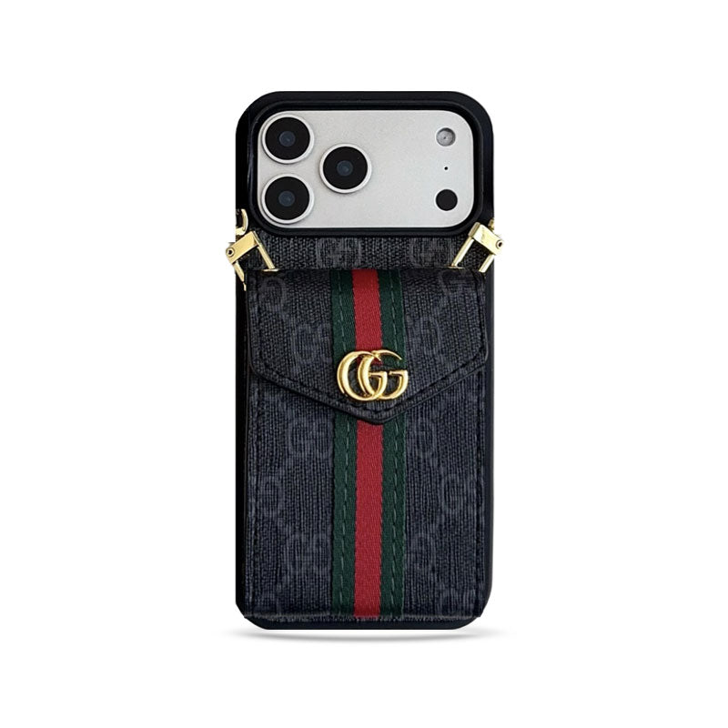 AAOO Classic Leather iPhone Case With Card Holder And Strap