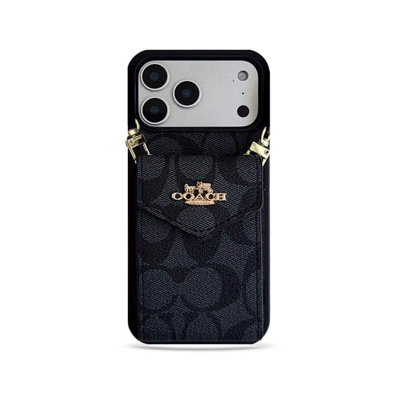 AAOO Luxury Accordion Card Holder Leather Crossbody Apple iPhone Case