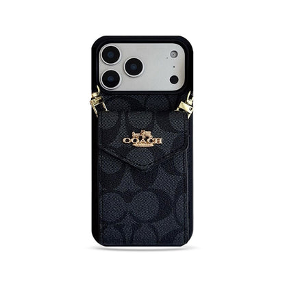 AAOO Luxury Accordion Card Holder Leather Crossbody Apple iPhone Case