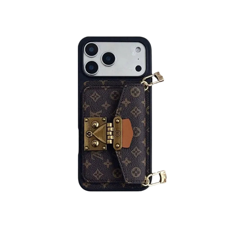 AAOO Luxuriöse iPhone-Lederhülle mit Kartenhalter und Umhängeband