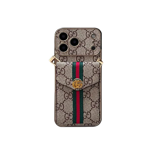 AAOO Luxury Classic iPhone Case With Card Holder And Strap