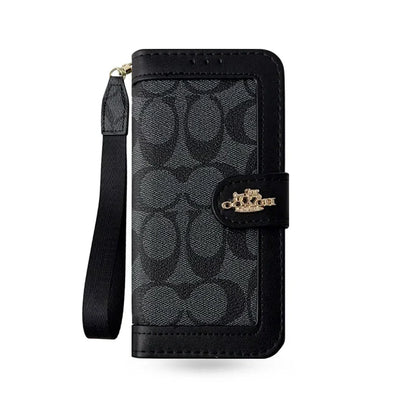 AAOO Luxuriöse Canvas Wallet Handyhülle für iPhone 12-17 mit abnehmbarer Handschlaufe & Kartenhalter