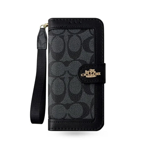 AAOO Luxury Canvas Wallet Phone Case for iPhone 12-17 Detachable Wristlet & Card Holder