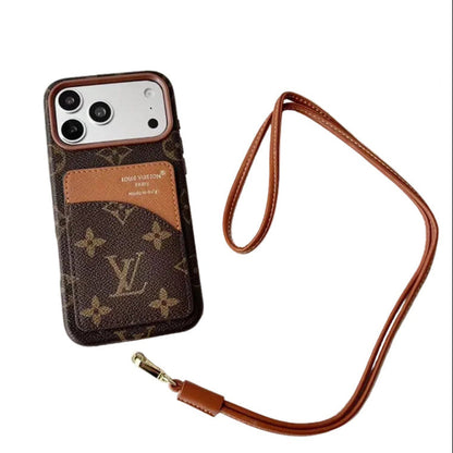 AAOO Luxuriöse Kartenhalter-Handyhülle mit Umhängeband für iPhone 13-18