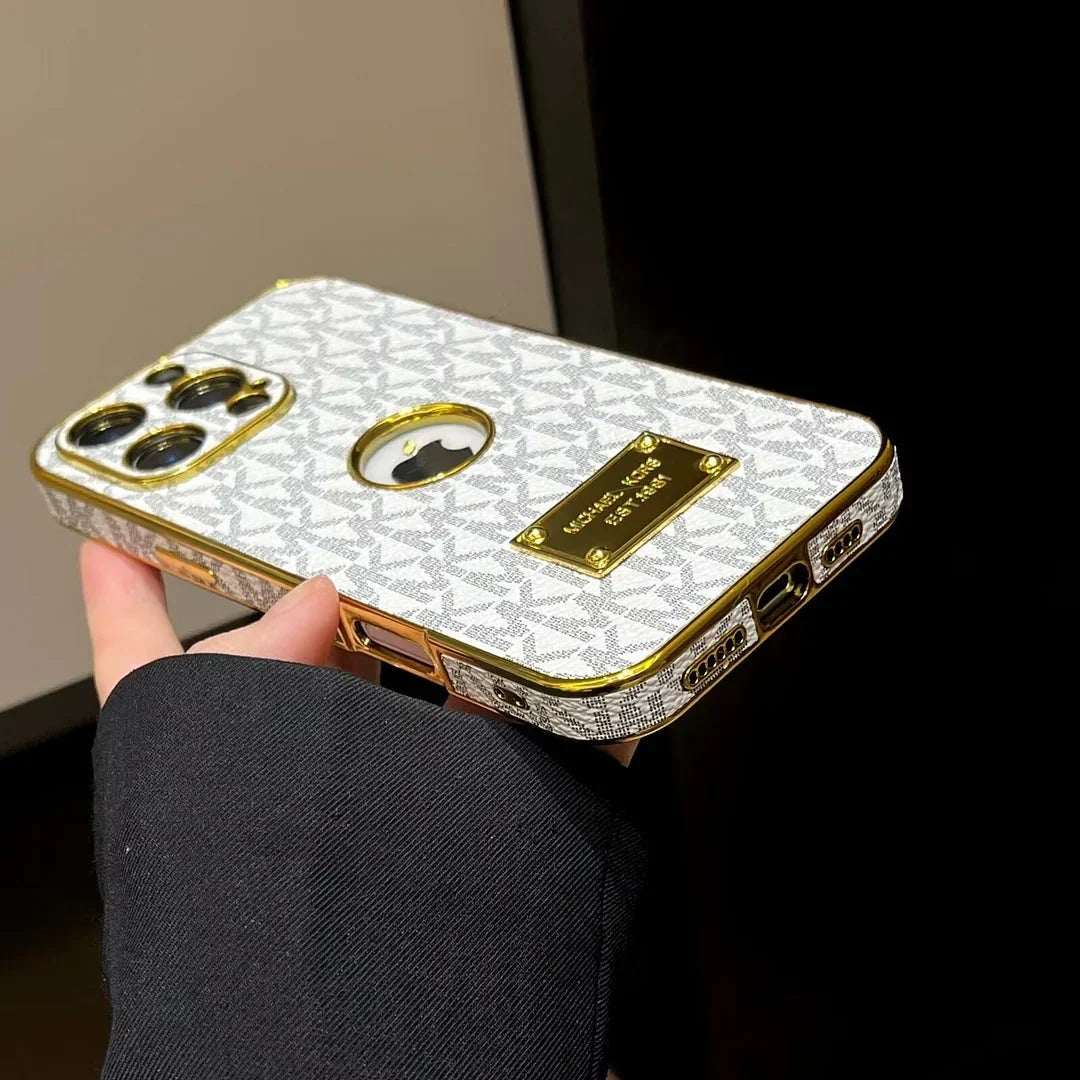 AAOO Gold Signature Canvas Leder iPhone Hülle
