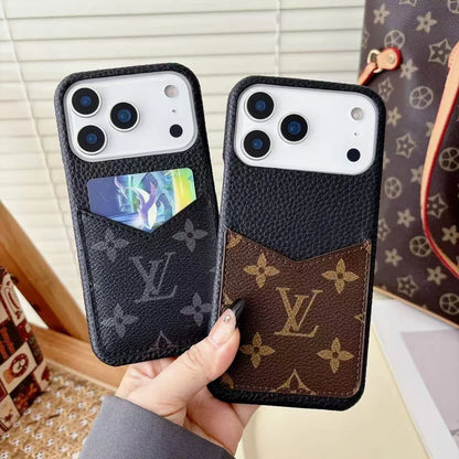 AAOO Leder Handyhülle mit Kartenfach Hülle für iPhone 12-17 Serie