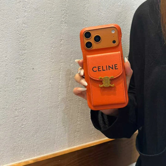 AAOO Luxury Leather Phone Case with Makeup Mirror For iPhone 14-17