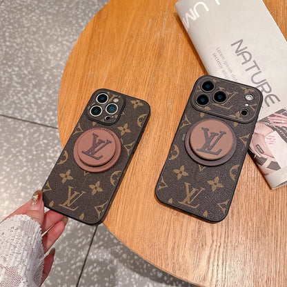 AAOO Luxury Leather Magsafe Phone Case Stand Function for iPhone 13-17 Series
