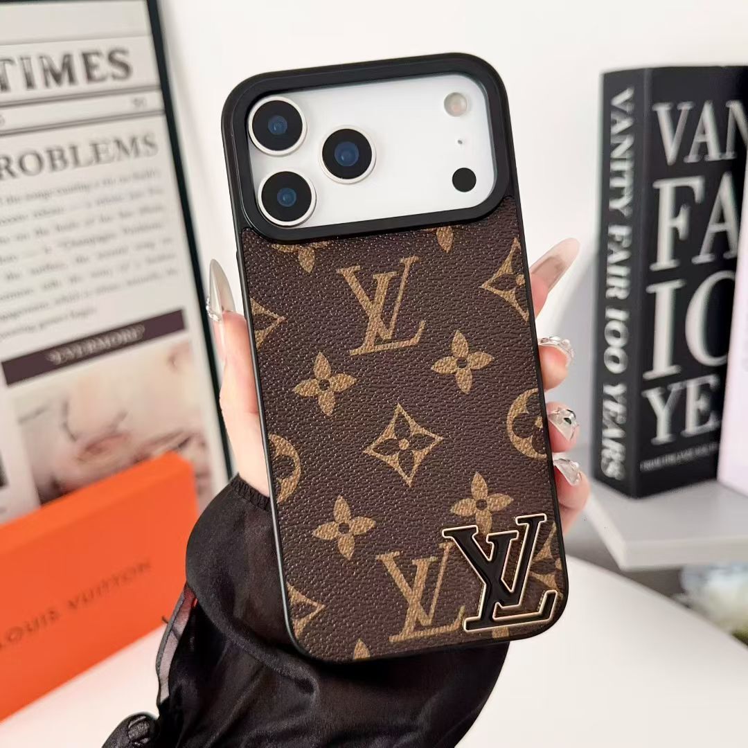 AAOO Luxury Leather with Black Phone Case for iPhone 13-17
