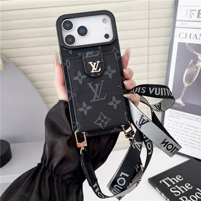 AAOO Leather Card Holder Phone Case Crossbody for iPhone 12-17 Series