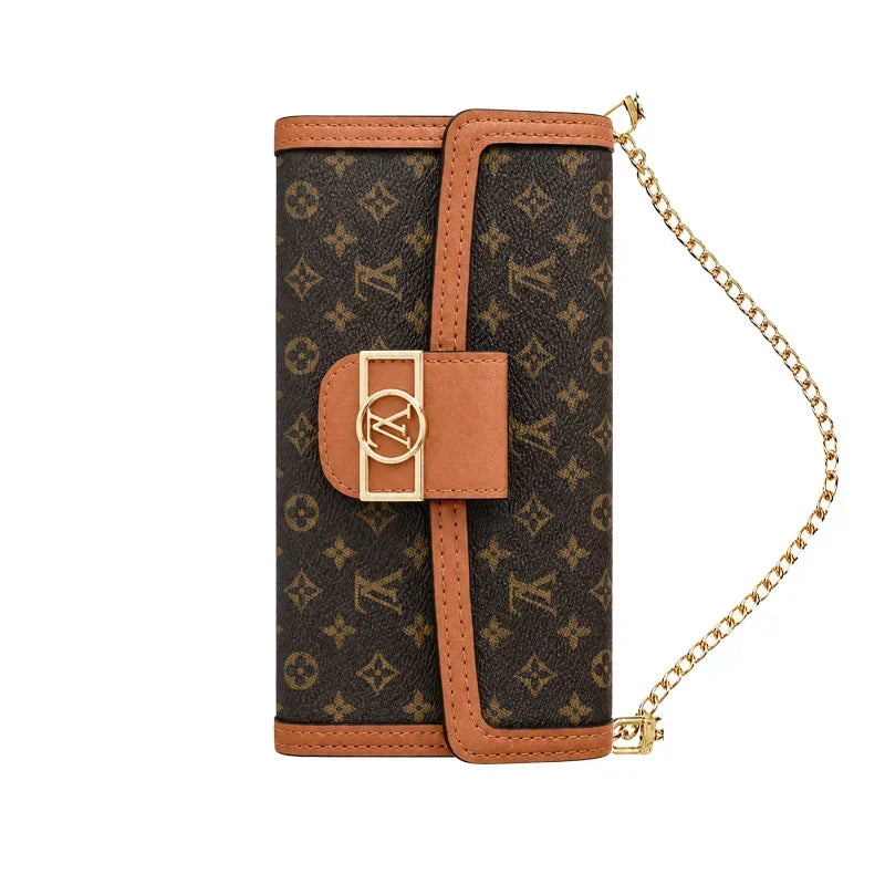 AAOO Luxuriöse iPhone-Lederhülle mit Flip Wallet und Umhängegurt