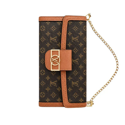 AAOO Luxuriöse iPhone-Lederhülle mit Flip Wallet und Umhängegurt