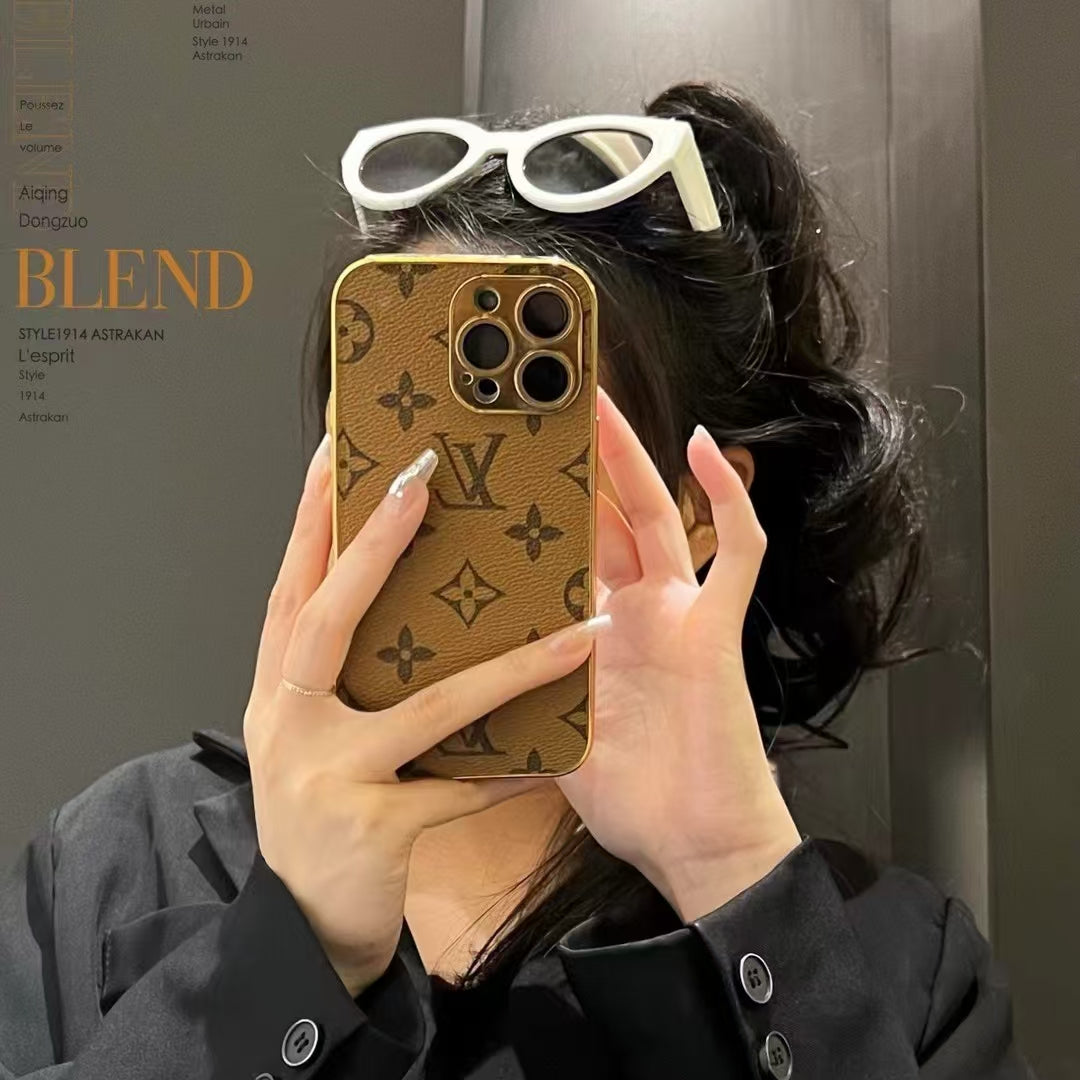 AAOO NEUES DESIGN WEICHE LUXUS-IPHONE-HÜLLE MIT GOLDENEM RAND