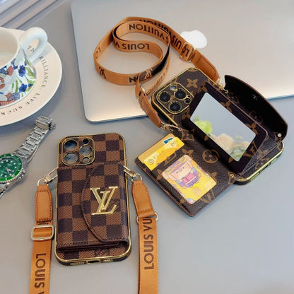 AAOO Luxuriöse Crossbody Geldbörse Handyhülle Kartenhalter mit verstellbarem Umhängeband
