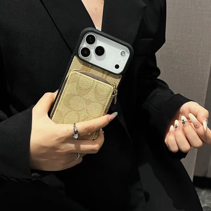 AAOO Luxus-Leder Handyhülle mit Kartenhalter für iPhone 12-17