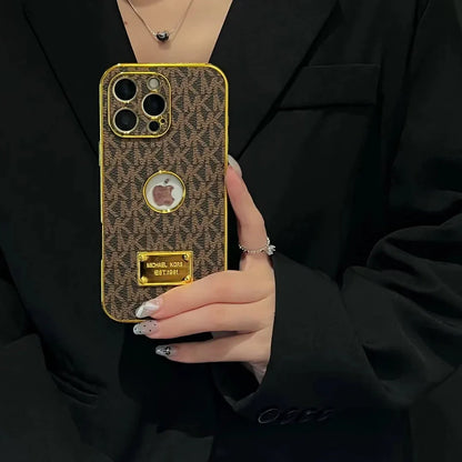 AAOO Gold Signature Canvas Leder iPhone Hülle