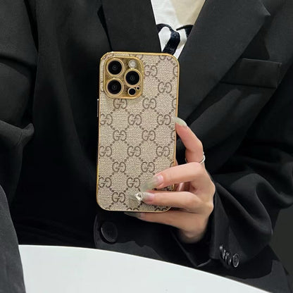 AAOO NEUES DESIGN WEICHE LUXUS-IPHONE-HÜLLE MIT GOLDENEM RAND