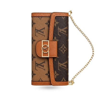 AAOO Luxuriöse iPhone-Lederhülle mit Flip Wallet und Umhängegurt
