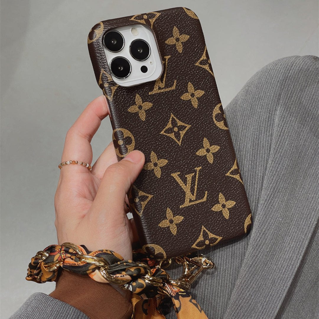 AAOO LUXURY CANVAS APPLE IPHONE CASE DETACHABLE SILK SCARF WRISTBAND