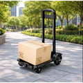 Folding Hand Truck 75kg, 4-Wheel Luggage & Sack Trolley, Lightweight Alloy with 2 Elastic Ropes for Shopping, Moving, Travel