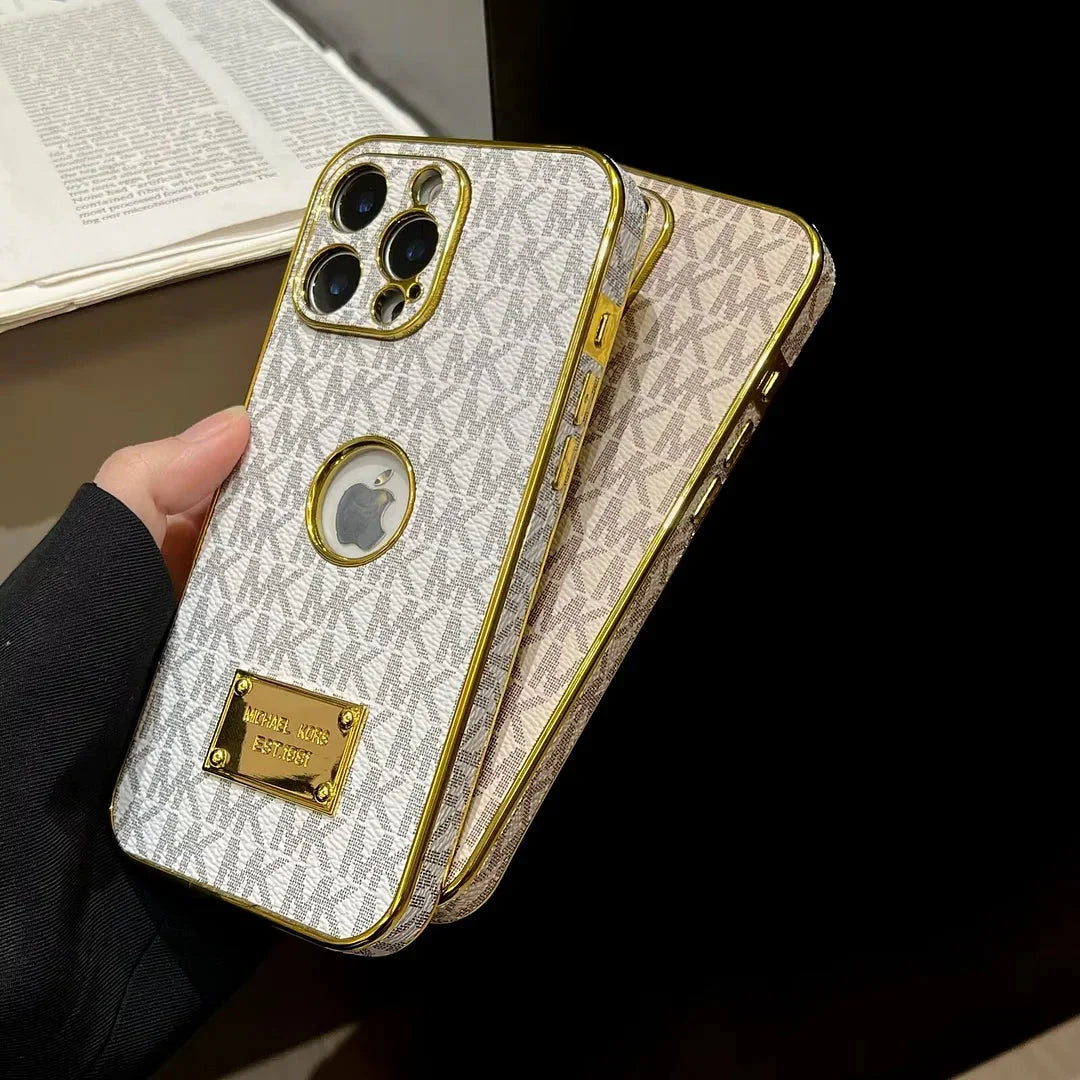 AAOO Gold Signature Canvas Leder iPhone Hülle