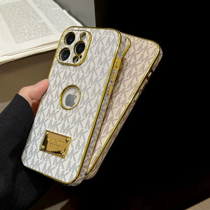 AAOO Gold Signature Canvas Leder iPhone Hülle