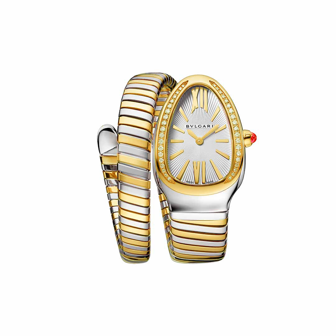 AAOO Serpenti Silver with White Dial, Diamond-Set Watch
