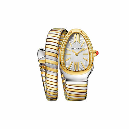AAOO Serpenti Silver with White Dial, Diamond-Set Watch