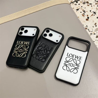 AAOO Luxury -Inspired Leather iPhone Case with Embossed Anagram