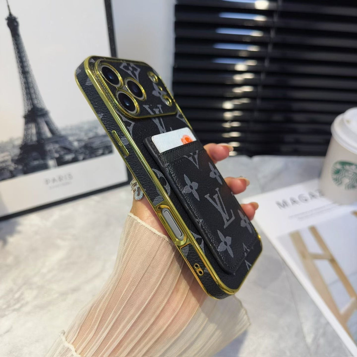 AAOO Luxus-Handyhülle mit Kartenhalter für iPhone 12-17 Serie