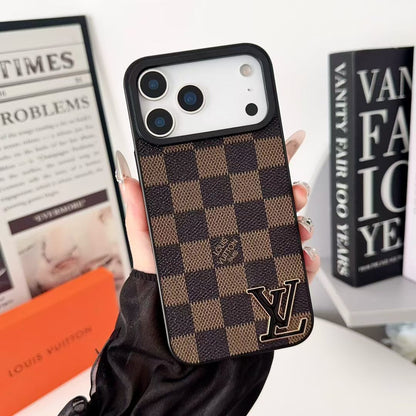 AAOO Luxury Leather with Black Phone Case for iPhone 13-17