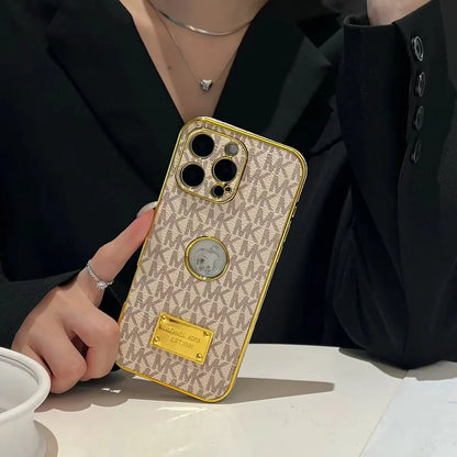 AAOO Gold Signature Canvas Leder iPhone Hülle
