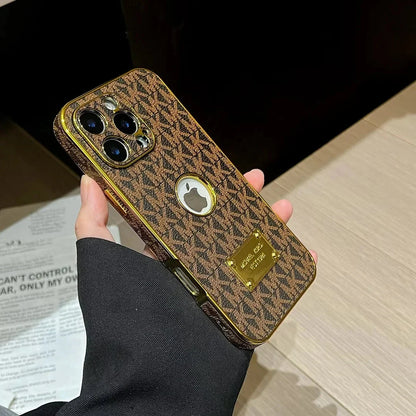 AAOO Gold Signature Canvas Leder iPhone Hülle