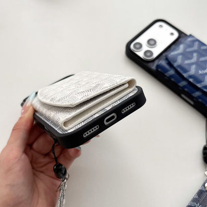 AAOO Luxury GD Pattern Tri-Fold Wallet Phone Case with Matching Wristlet Strap