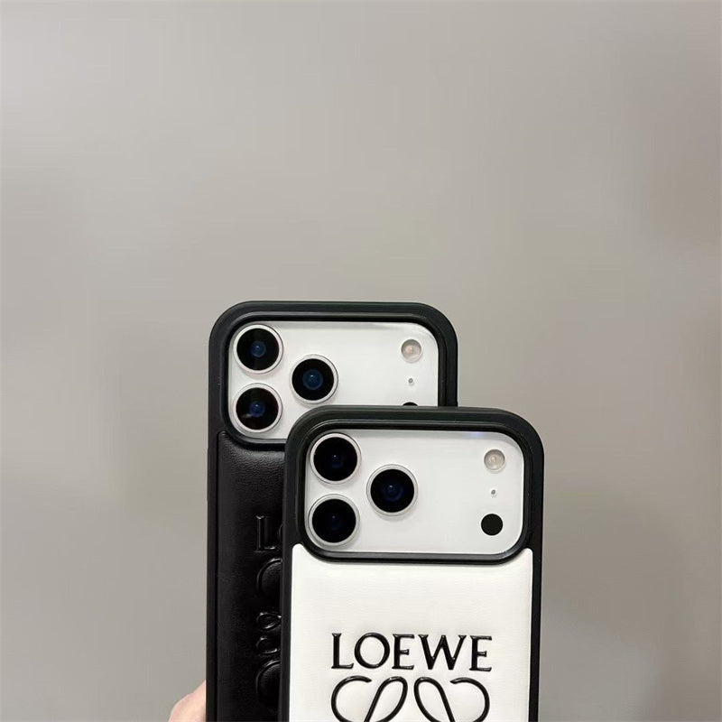 AAOO Luxury -Inspired Leather iPhone Case with Embossed Anagram
