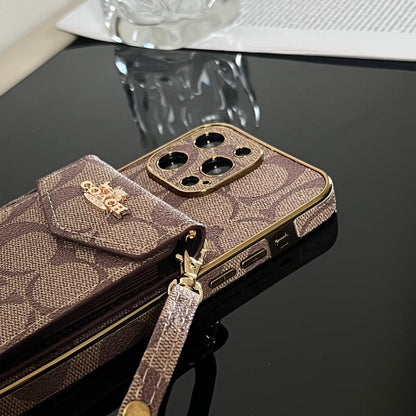 AAOO Luxury Accordion Card Holder Leather Crossbody Apple iPhone Case