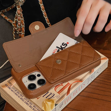 AAOO Premium Quilted Leather Crossbody Wallet Phone Case for iPhone 12 17 Series