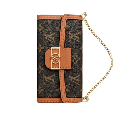 AAOO Luxuriöse iPhone-Lederhülle mit Flip Wallet und Umhängegurt