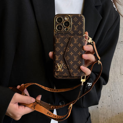 AAOO Luxury Canvas Leather Card Holder iPhone Case