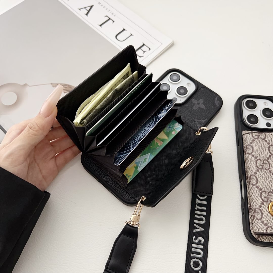 AAOO Crossbody Wallet Accordion Card Holder Canvas iPhone Leather cases – Phone Case