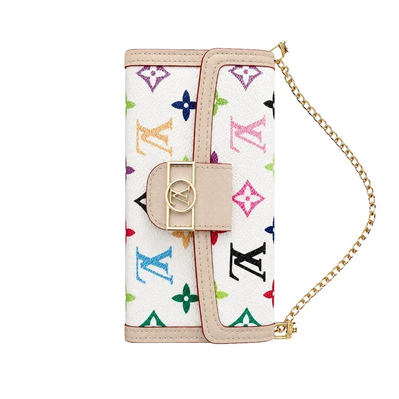 AAOO Luxuriöse iPhone-Lederhülle mit Flip Wallet und Umhängegurt