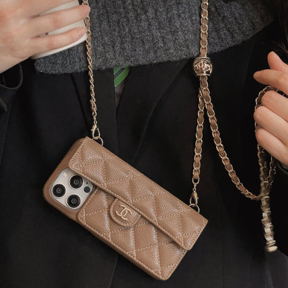 AAOO Premium Quilted Leather Crossbody Wallet Phone Case for iPhone 12 17 Series