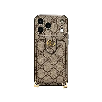 AAOO Classic Leather iPhone Case With Card Wallet And Strap