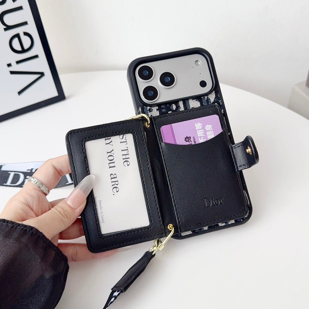 AAOO Leather Phone Case With Card Wallet And Strap For iPhone 17 16 15 14