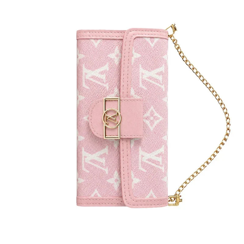 AAOO Luxuriöse iPhone-Lederhülle mit Flip Wallet und Umhängegurt