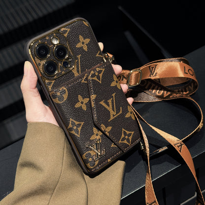 AAOO Luxury Canvas Leather Card Holder iPhone Case
