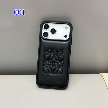 AAOO Luxury -Inspired Leather iPhone Case with Embossed Anagram